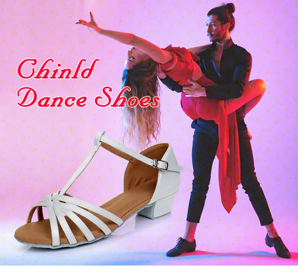 Белый сатин обувь для латинских танцев для девочек квадратный танцевальные на каблуках Обувь для танцев для Для женщин ребенка
