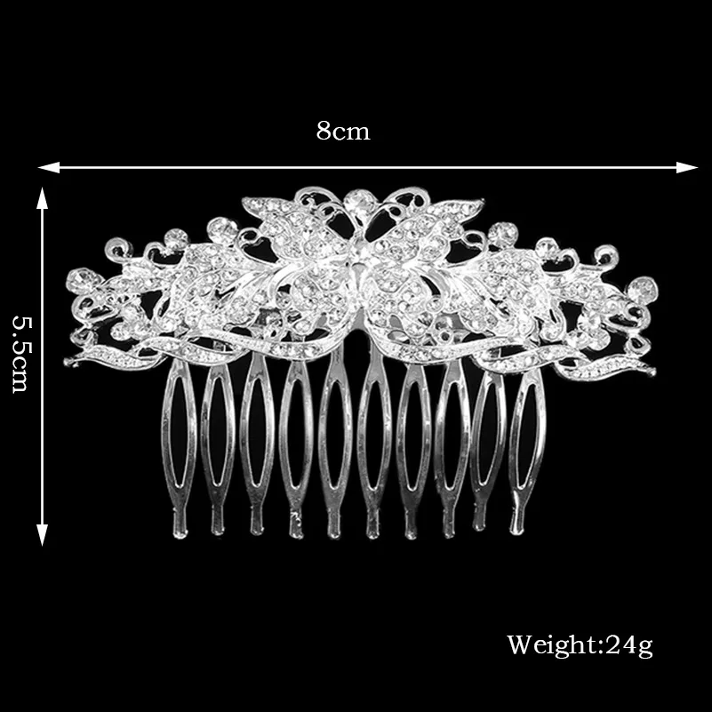 AliExpress Hot Selling Bride Accessories Butterfly Shiny Man-made Diamond Hair Comb Wedding Comb Top Grade Delicacy Headdress Wh