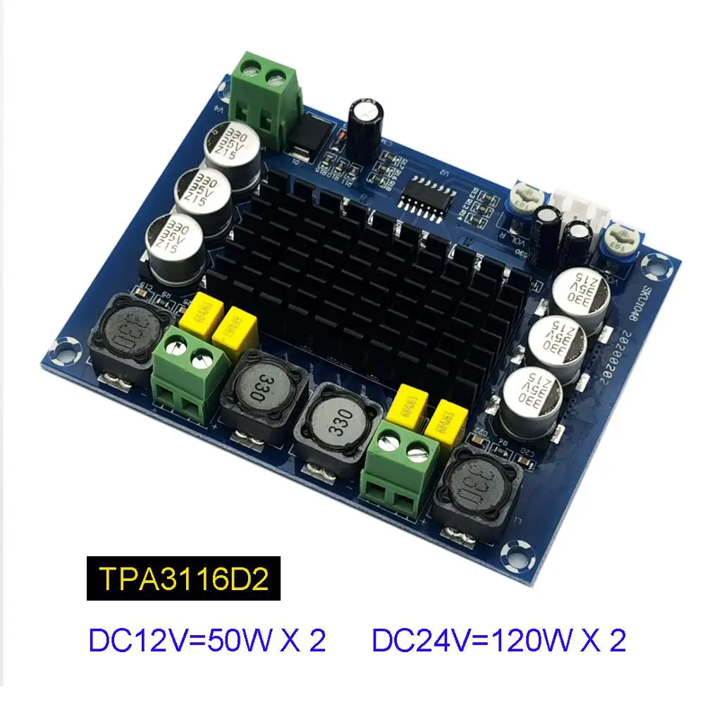 

TPA3116D2 XH-M543 двухканальный стерео цифровой усилитель высокой мощности, Плата усилителя 2*120 Вт, модуль усилителя 12-24 В tpa3116d2dшении