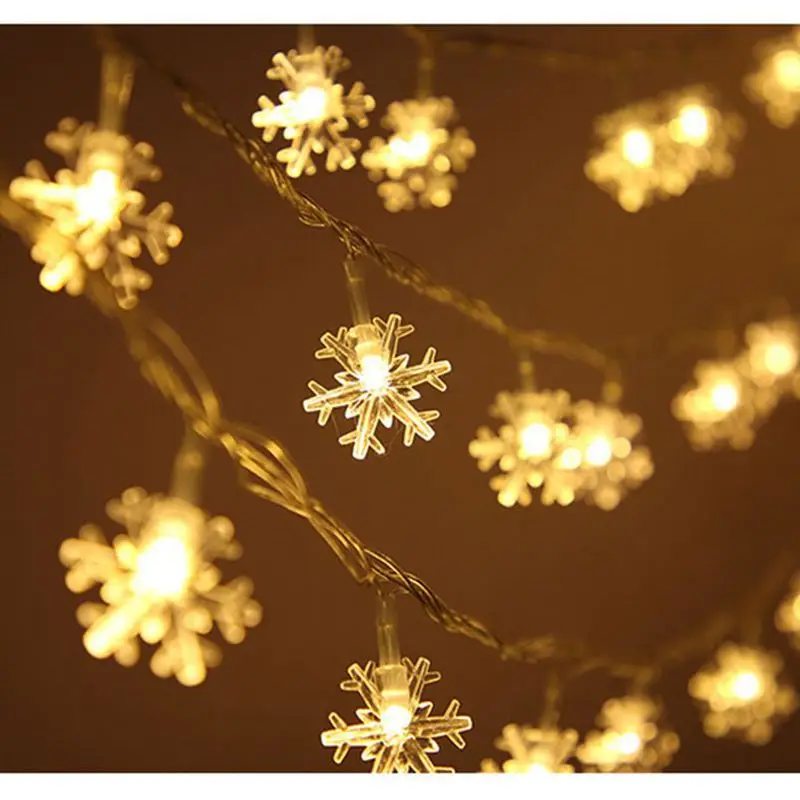 Christmas Snowflake Light Fairy String Led Lights Garland Hanging Ornaments for Merry Christmas New Year Decoration 1.5/3/6/10M