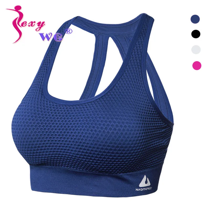 

SEXYWG Seamless Sports Bra Tank Top Women High Impact Running Shirts Crop Breathable Mesh Yoga Bras Push Up Brassiere Activewear