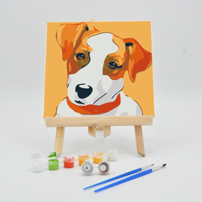 DIY Paint Painting By Numbers On Canvas 20×20cm With Frame For Child Cartoon Dog Picture Digital Acrylic Arts Kids Coloring Kits | Дом и сад