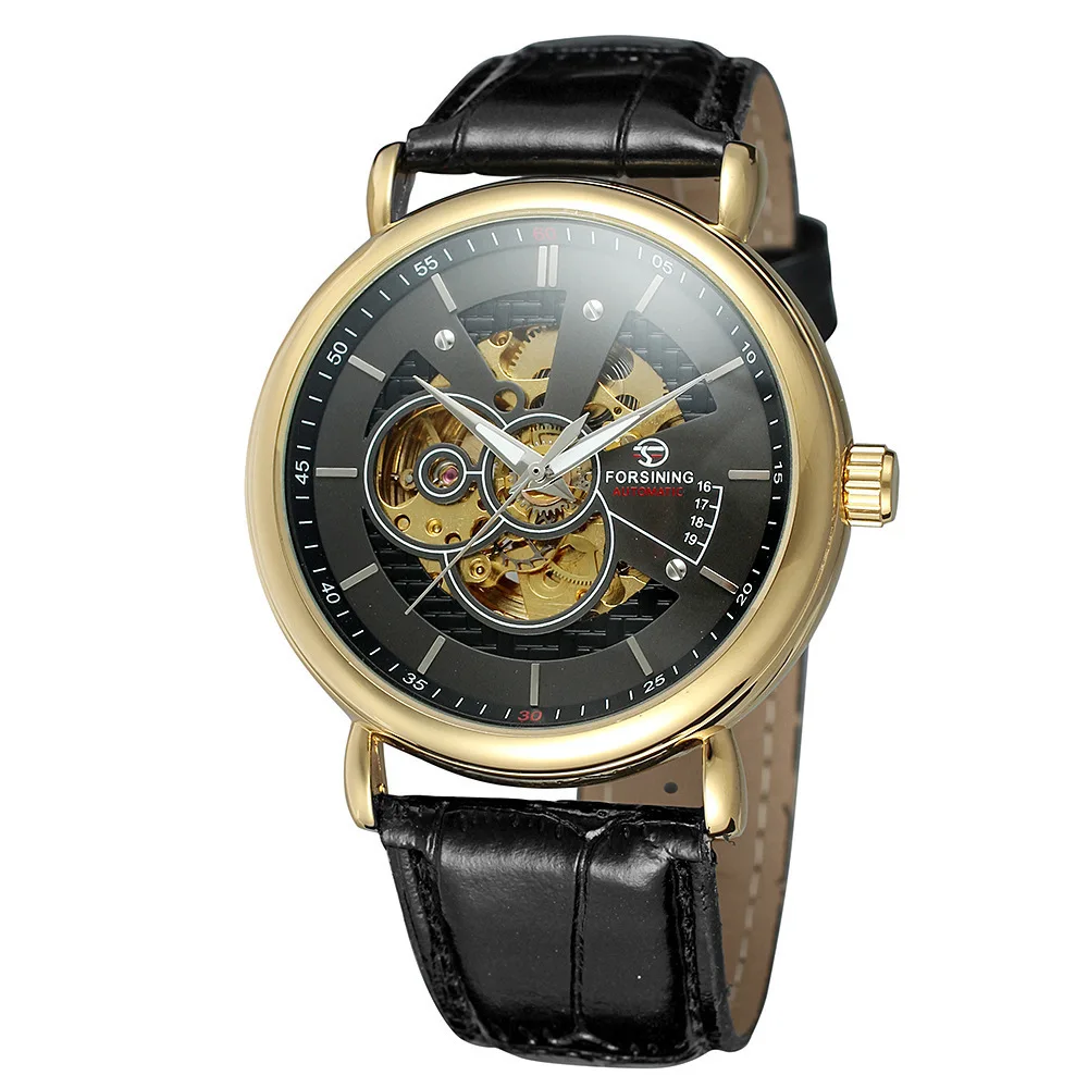 

Forsining Europe And America Style Fashion Casual Hollow out Mechanical Movement Fully Automatic Analog Watch