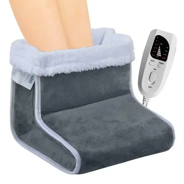 110V - 240V Portable Soft Synthetic Wool Liner and Microplush Cover Washable Electric Foot Warmer Heated Bootie US EU UK AU Plug 2