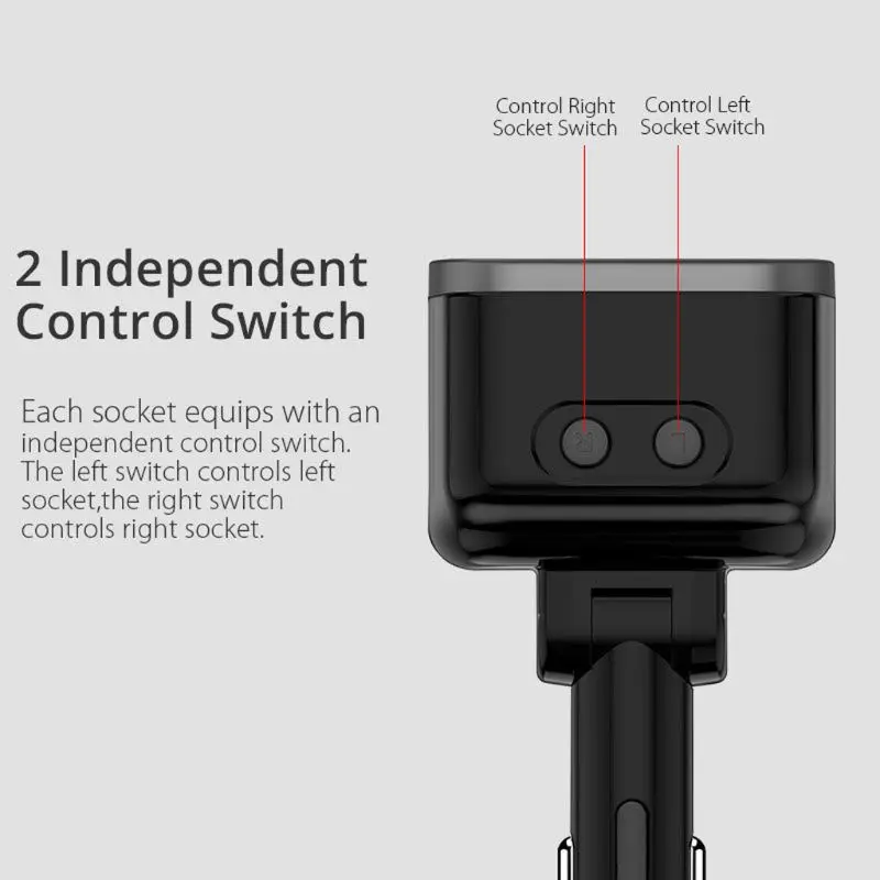

12V Dual USB Type C Car Cigarette Lighter Splitter Socket With Switch LED Voltage Monitor Auto Car Charger Adapter For Mobile Ph