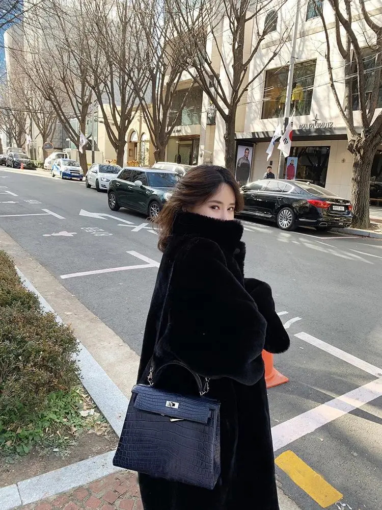 Зимнее женское свободное мягкое меховое пальто из искусственного кроличьего меха, корейский стиль, большие размеры, уличная одежда, женское розовое меховое пальто, куртки