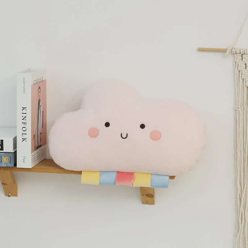 Cute Emotion Face Weather Pillow Stuffed Plush Thunder Dark Clouds Rainbow White Cloud Cushion Baby Bed Room Decor Home Decor 6