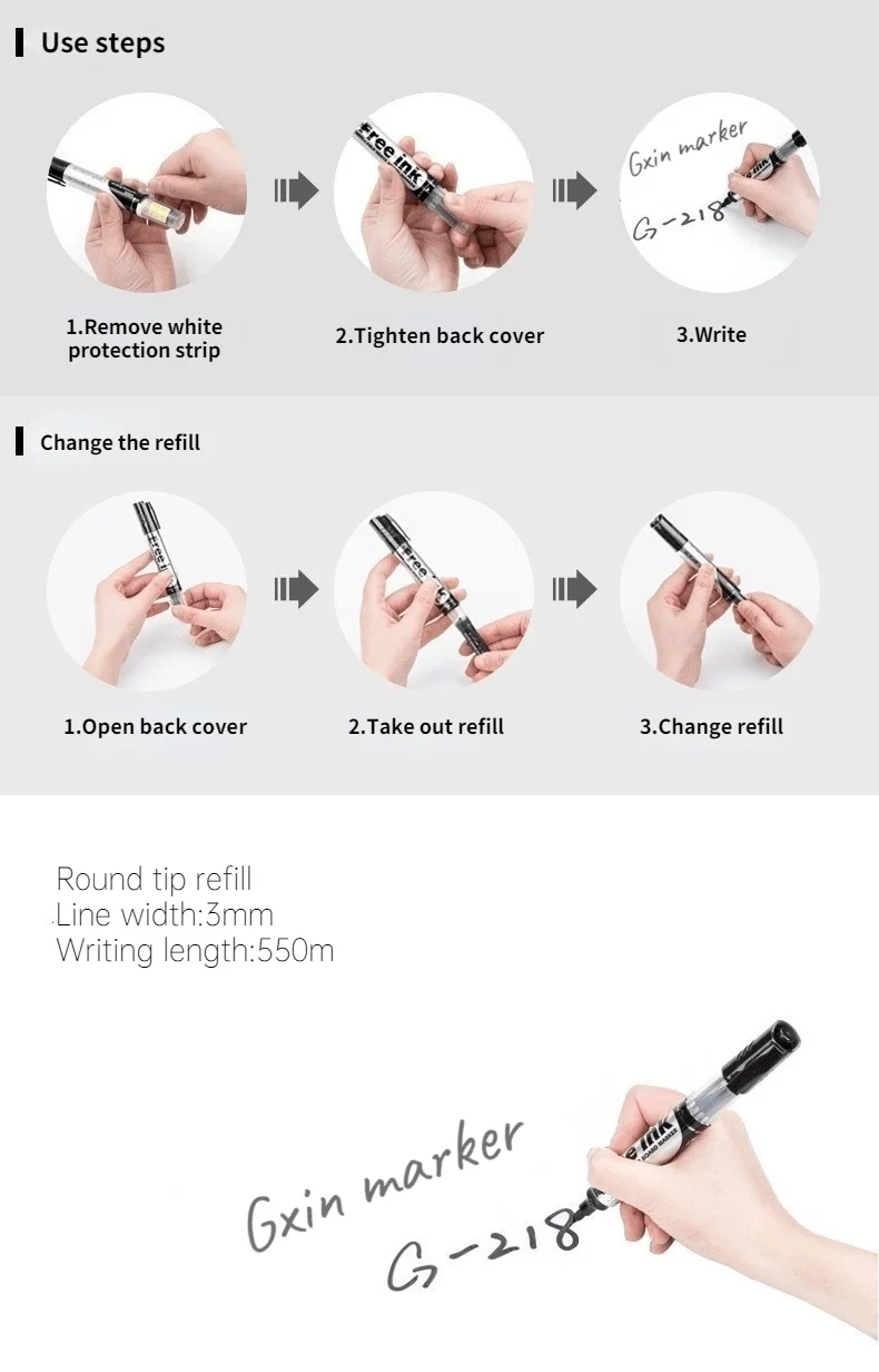 Gxin g218 4 peças marcador de quadro branco apagável de volta às aulas  marcadores úteis de apagamento a seco acessórios de escritório canetas de  tinta recarregáveis coloridas - AliExpress, image size:790x1232