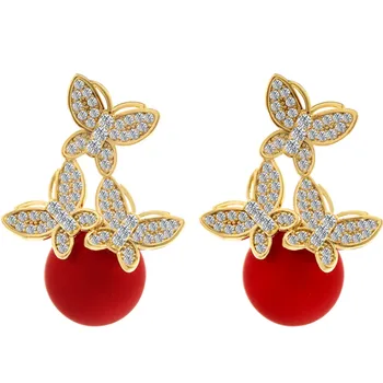 

DARA Butterfly Red Drop Women Earrings Stud Earrings For Women 2020