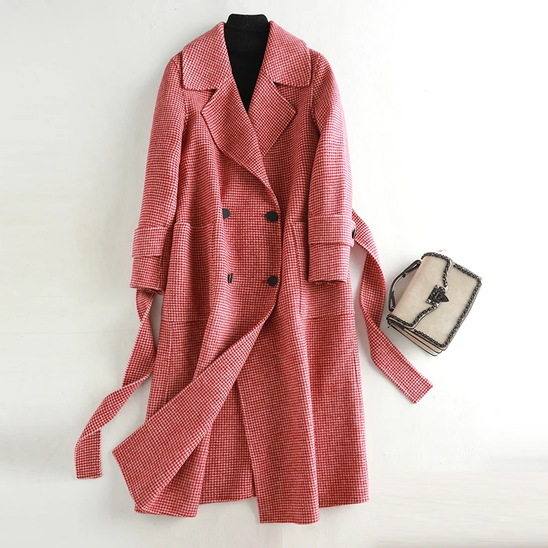 Горячая Распродажа весеннее повседневное новое зимнее пальто с v-образным вырезом осеннее шерстяное пальто женское пальто с поясом Женское пальто верхняя одежда