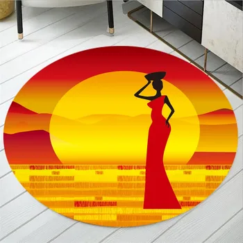 

African American Women Round Rugs Coffee Table Area Rugs Bedroom Living Room Floor Mats Large Carpet Kitchen Mats Home Decor