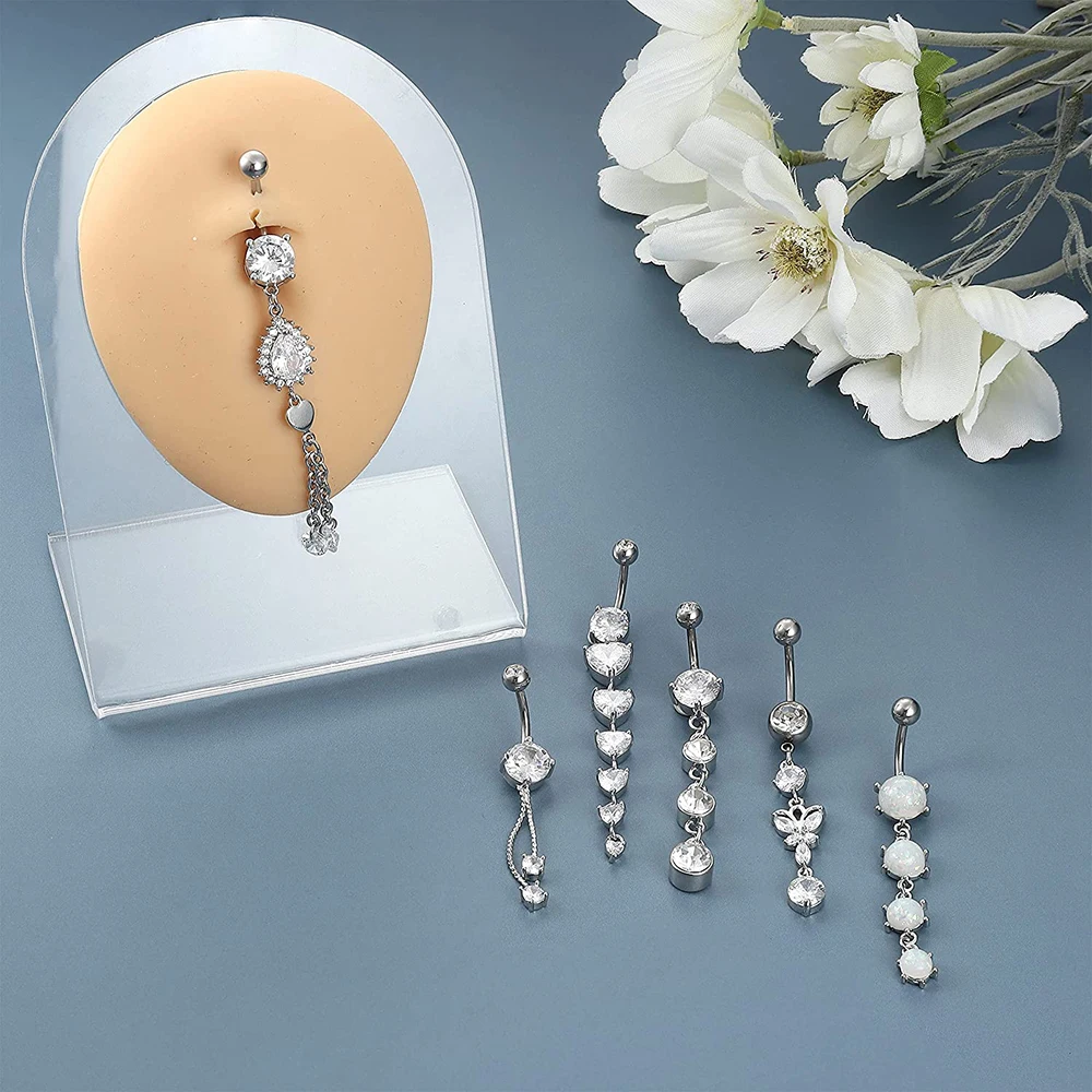Bohemia Long Dangle Belly Button Rings Surgical Steel Crystal Navel Rings Belly Piercings Women Men Body Jewelry