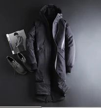  ¡Invierno 2019! Chaqueta a la moda para hombre, ropa de calle coreana larga, abrigo de plumas de pato, ropa cálida para hombre 