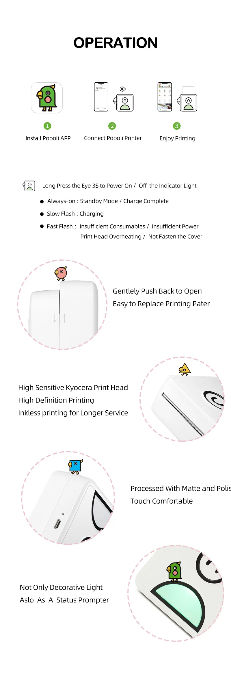 Poooli L1 Mobile Pocket Portable Mini Photo Printer