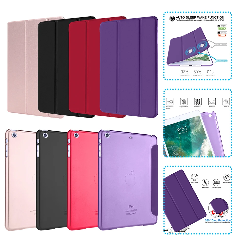 

Tablet Protective Hard shell For Apple iPad mini2 3 4 Auto-awake EBook Smart Dust Case Cover PU leather+PC Foldable Tablet Stand