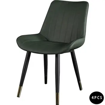 

4 Pcs Dmetal Black Leg Man-made leather kitchen chair iron chair Contemporary and contracted leather seat cover