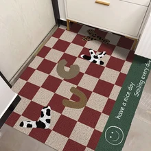 

Checkerboard Porch Door Mat Carpet Anti-slip Mat Living Room Mat Silk Loop Custom Mat Carpet Entrance Door Mats Dustproof Home
