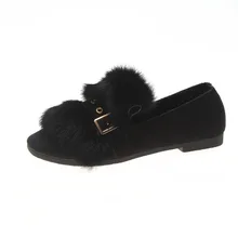 Beanie/женская зимняя обувь; коллекция года; бархатная хлопковая обувь на плоской подошве; теплая шерстяная обувь с закрытым носком без застежки