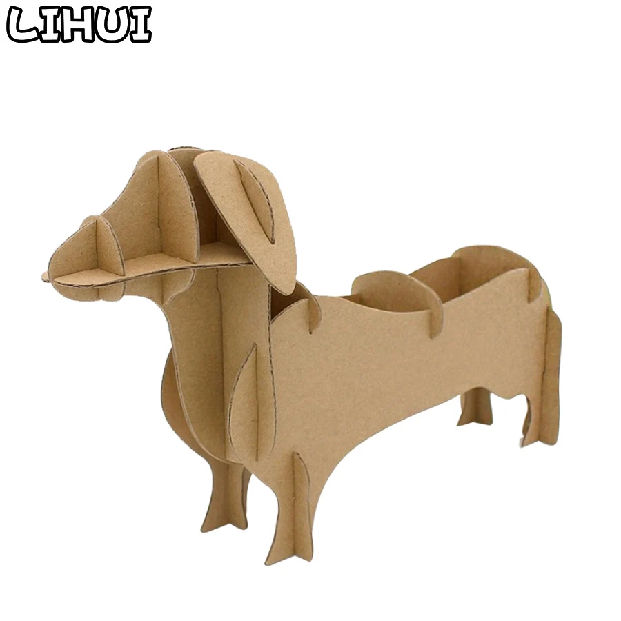 DIY Милая такса картонная 3D Головоломка ручной работы Сборка коробка для хранения Модель Дети Головоломка Развивающие игрушки для детей подарок