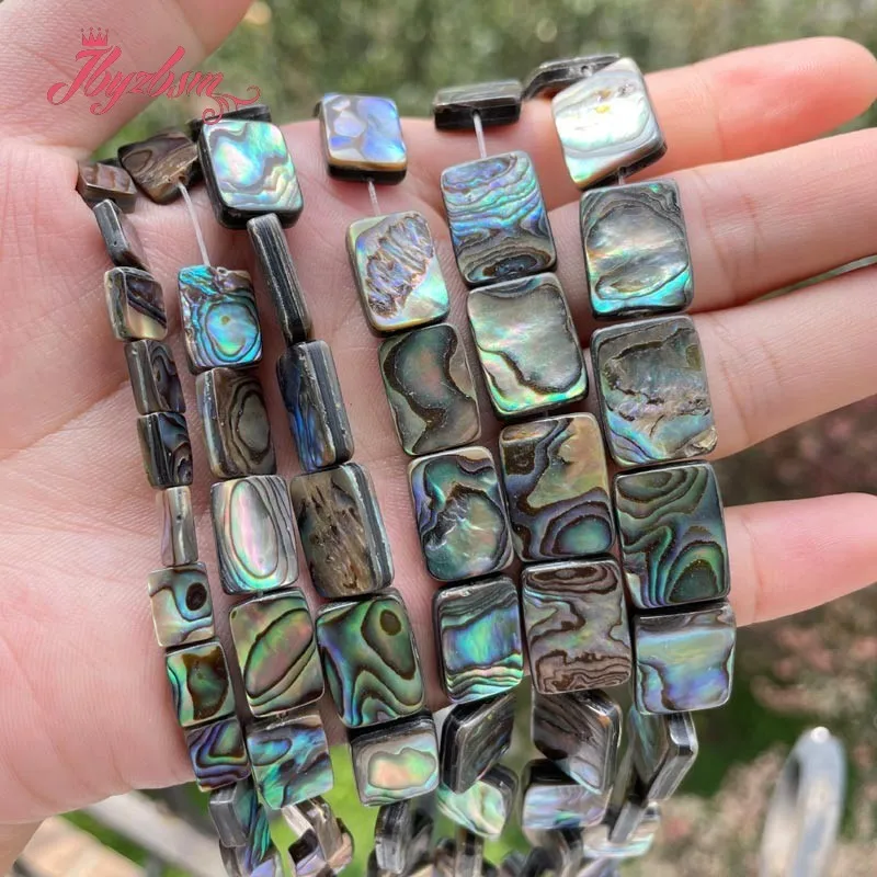 Rectangle Natural Abalone Shell Loose Beads For Jewelry Making Gemstone 15" DIY 