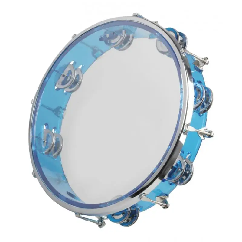 10``Handheld Tambourine for Choirs Percussion Ensembles w/ Metal Jingle Blue