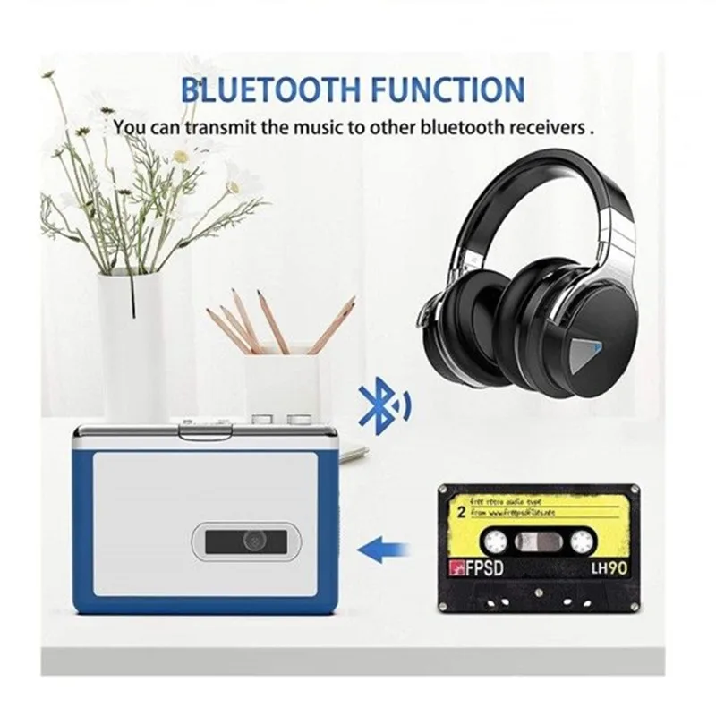 Portable Personal Walkman Bluetooth Cassette Player ezcap215 Transmit Retro Tape Music