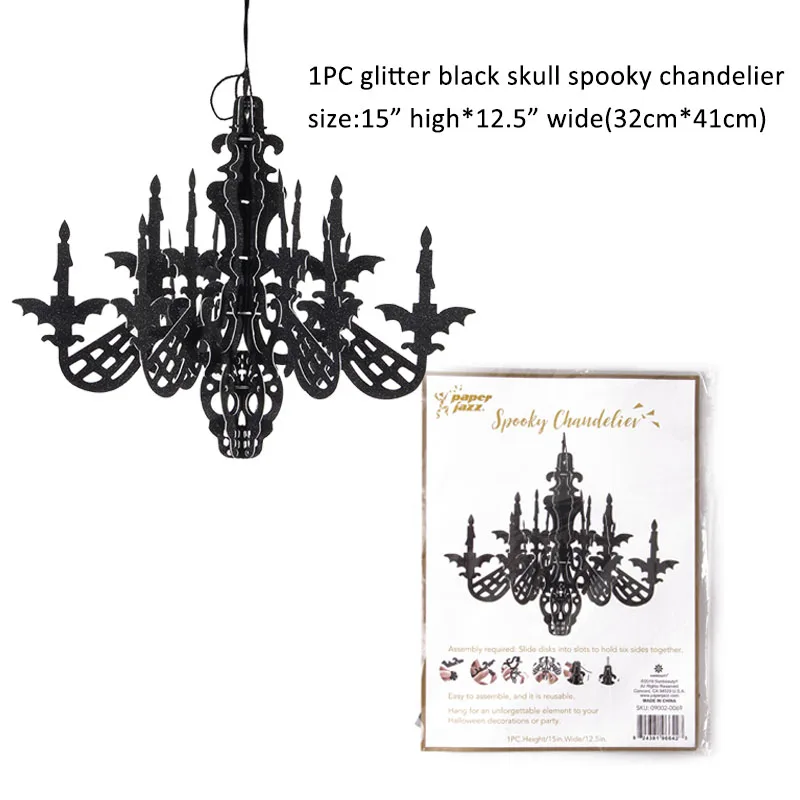 spooky chandelier 1 шт. DIY Украшение На Хэллоуин для дома блестящий черный жуткий череп люстра дом с привидениями подвесной Декор вечерние реквизиты - Цвет: spooky chandelier