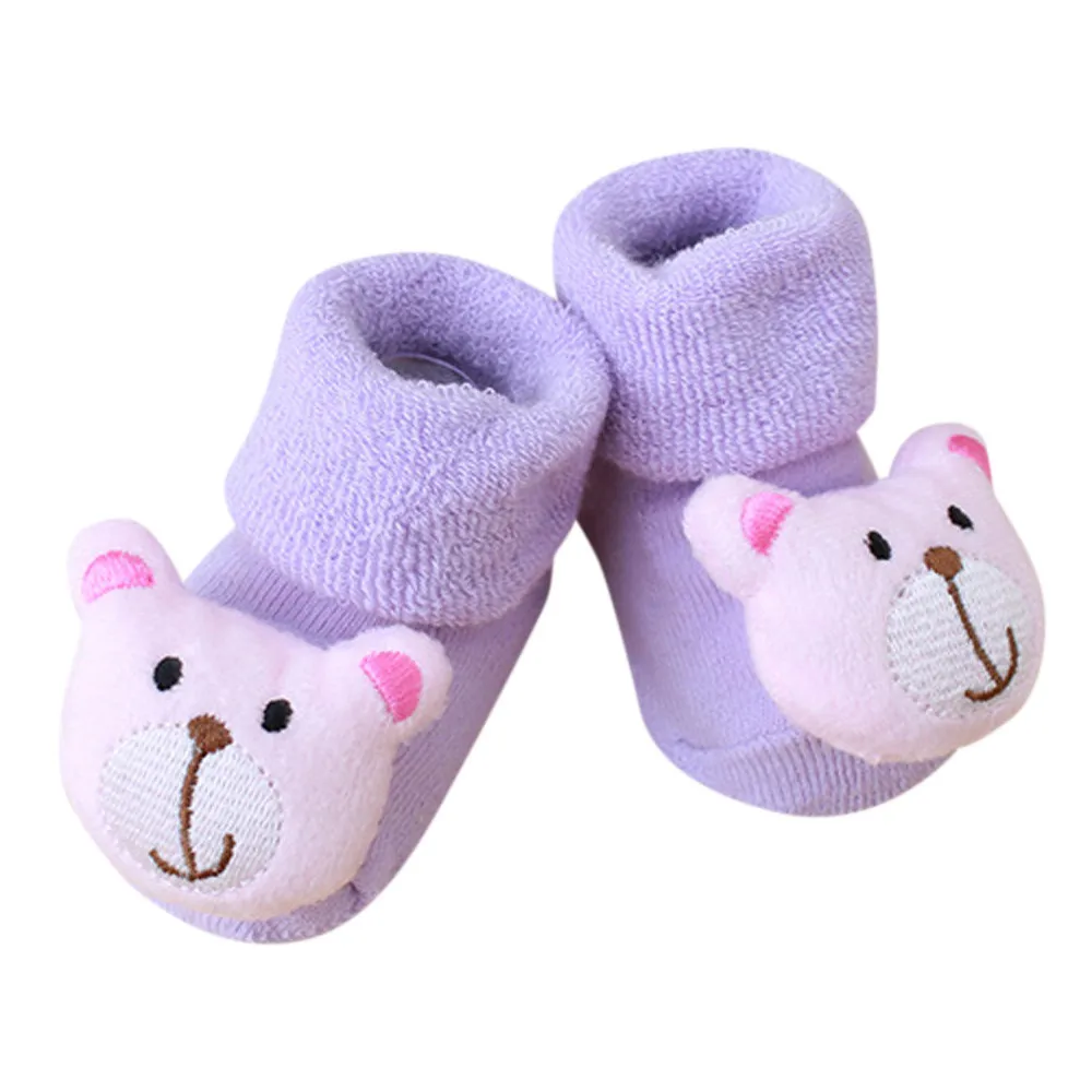 1 пара От 0 до 1 года детских носков с рисунками животных из мультфильмов Нескользящие весенне-осенние детские носки для мальчиков и девочек с резиновыми рисунками, носки для новорожденных - Color: D