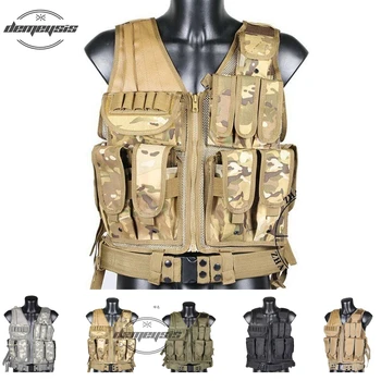 

Men Military Tactical Vest Airsoft Paintball Camouflage Molle Vests Assault Shooting Hunting Vest with Gun Holster