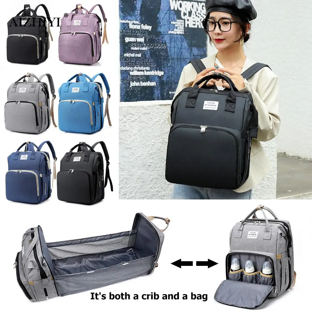 Mochila multifunción para pañales, cochecito plegable, bolsa de pañales de maternidad, gran capacidad, para viajes al aire libre, cama de lactancia para bebé, cuna para momia