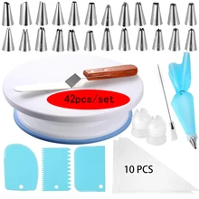 42 шт Пластиковые Поворотные Пластины для торта вращающиеся Кондитерские Насадки для украшения тортов кекс и печенья силиконовые кондитерские пакеты