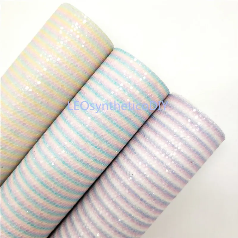 

1PC 21X29CM Glitter Fabirc, Mesh Glitter Leather, StripesGlitter Leather Sheets For Making Bows LEOsyntheticoDIY T293B