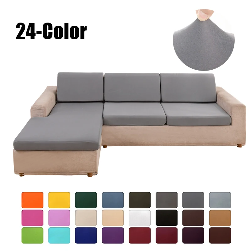 Sofa Cushion Seat Cover for Living Room Elastic Solid Corner Couch L Shaped Chaise Longue Slipcovers Chair Protector 1-PCS | Дом и сад