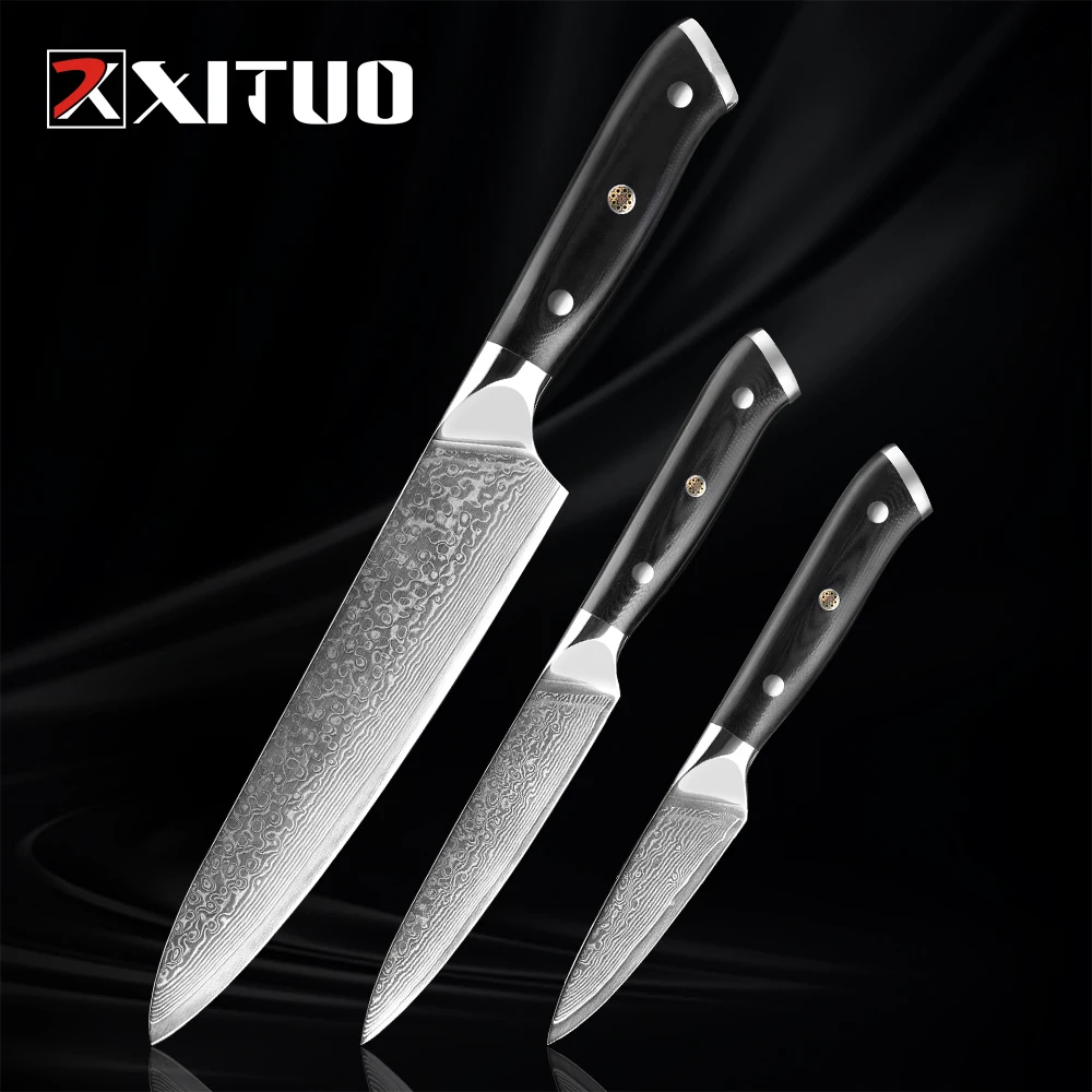 Hot Sell Cheap 9 Pieces Damascus Steel Blade Modern Custom Black  Handle Kitchen Chef Knife Set - China Kitchen Knife and Chef Knife price