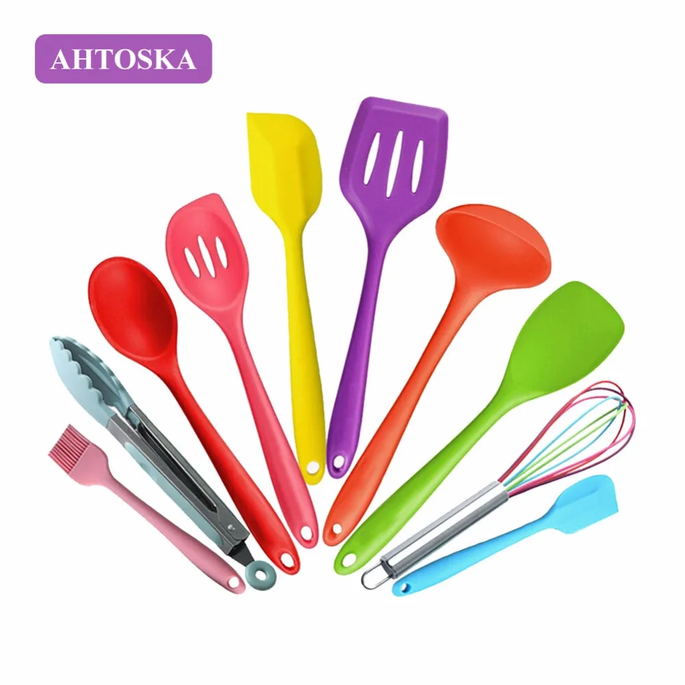 AHTOSKA 10 Шт. Силиконовые Пособия по кулинарии Инструменты Сделаны Красочные Еда