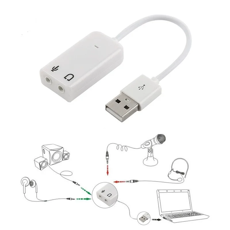 USB звуковая карта Виртуальный 7 1 3D Внешний аудио адаптер к разъему 3 5 мм наушники