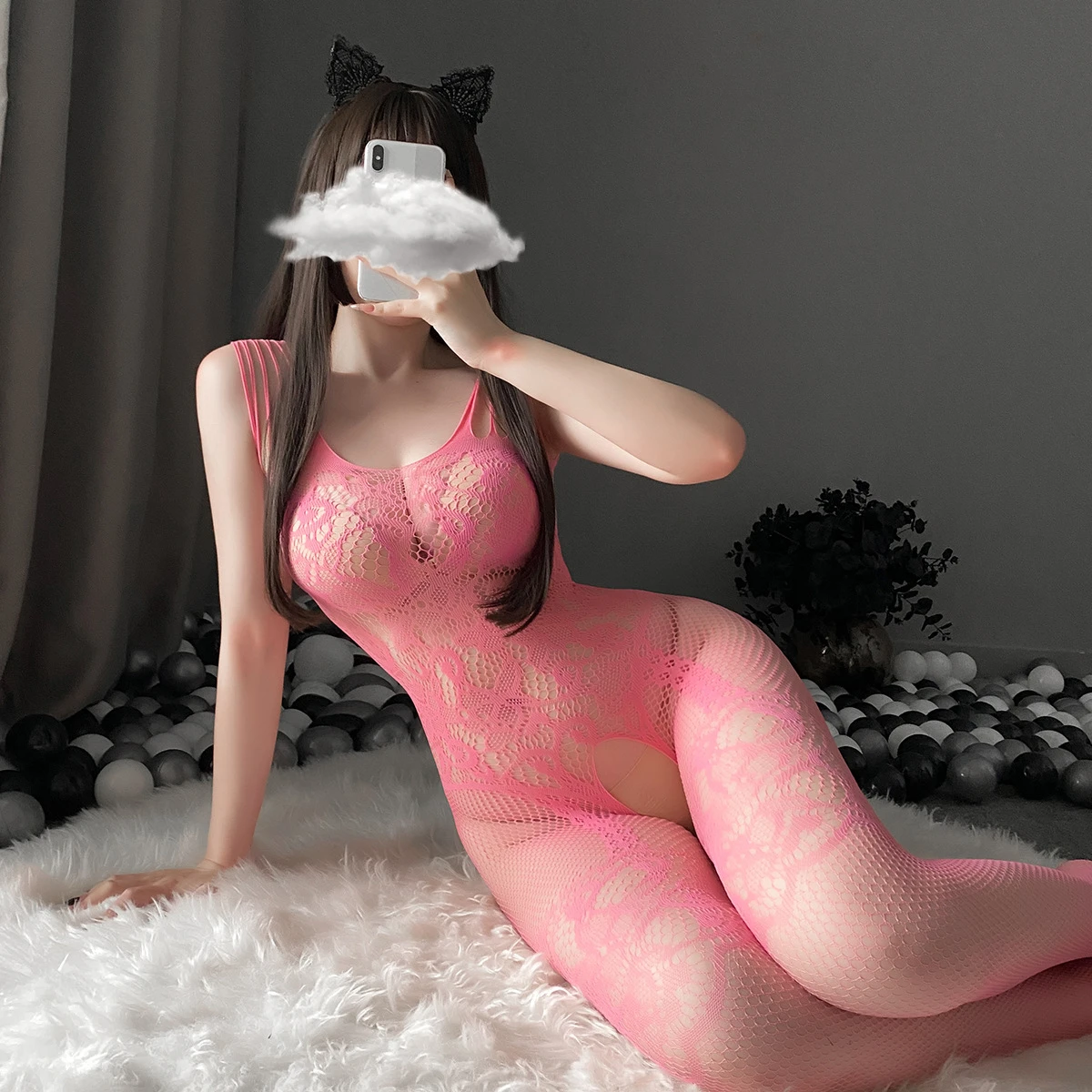 Sous-vêtements Rose Pour Femmes, Vêtements De Nuit Sexy, Cosplay, Combinaison Catsuit Pour Petite Amie, Lingerie, Chemise De Nuit Porno, Grande Taille