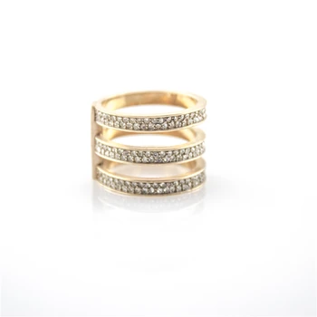 

Luxury Brand 14mm Three Layers Geometric Rings for Women Fashion Rose Gold Color Stainless Steel Ring With Cubic Zirconia
