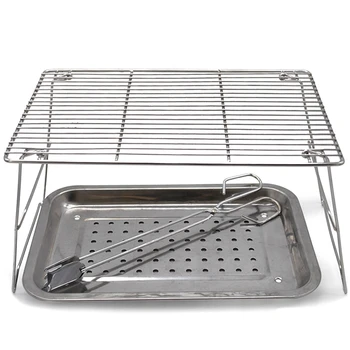 

Tabletop Grill Portable Foldable Small Lightweight Stove Mini Charcoal BBQ Grill Stainless Steel for Outdoor Cooking Camping Hik