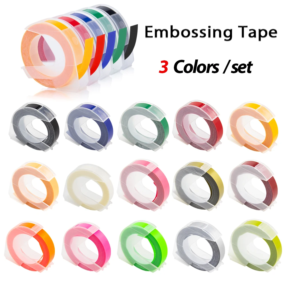 3PK 3D Embossing Tape For DYMO 3D Embossing Tape 9mm DIY Plastic Label Tape For DYMO