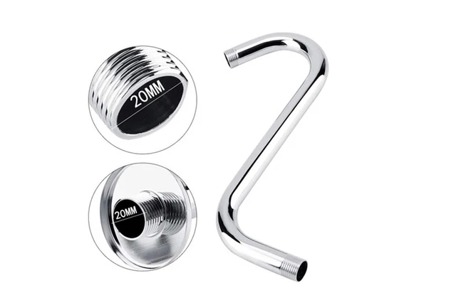 Brazo Alargador De Ducha En Forma De S - 8 Pulgadas, Acero Inoxidable 201, Roscas G1/2, Plateado