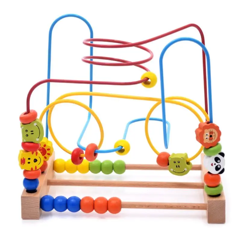 Деревянные бусины Лабиринт Игрушки Обучающие Abacus бусины круг игрушки подарок для детей K92D
