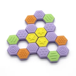 Baby Silicone Hexagon Teethers Cartoon Rudder Shape Infant Chewing Toy Baby Teether Tooth Rubber Molar Pain Nursing Gift