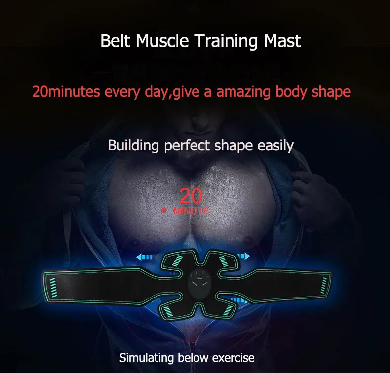 EMS Abdominal Muscle Stimulator Belt Muscle Electric Massager EMS Fitness Simulator Slimming Stimulator Anti-cellulite Massager