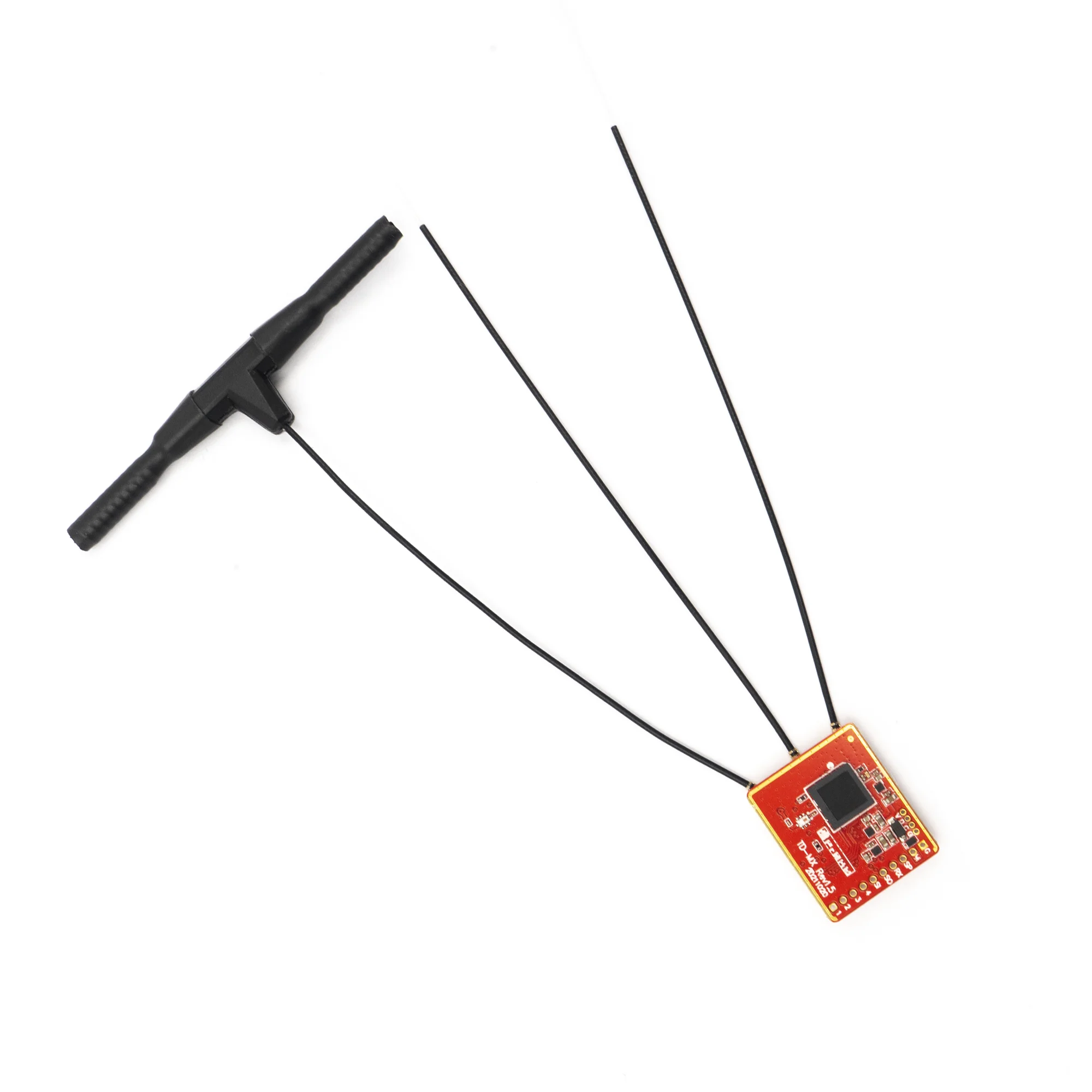 Récepteur FrSky TD MX double bande 2.4GHz & 900MHz pour systèmes RC, connecteurs et ports visibles
