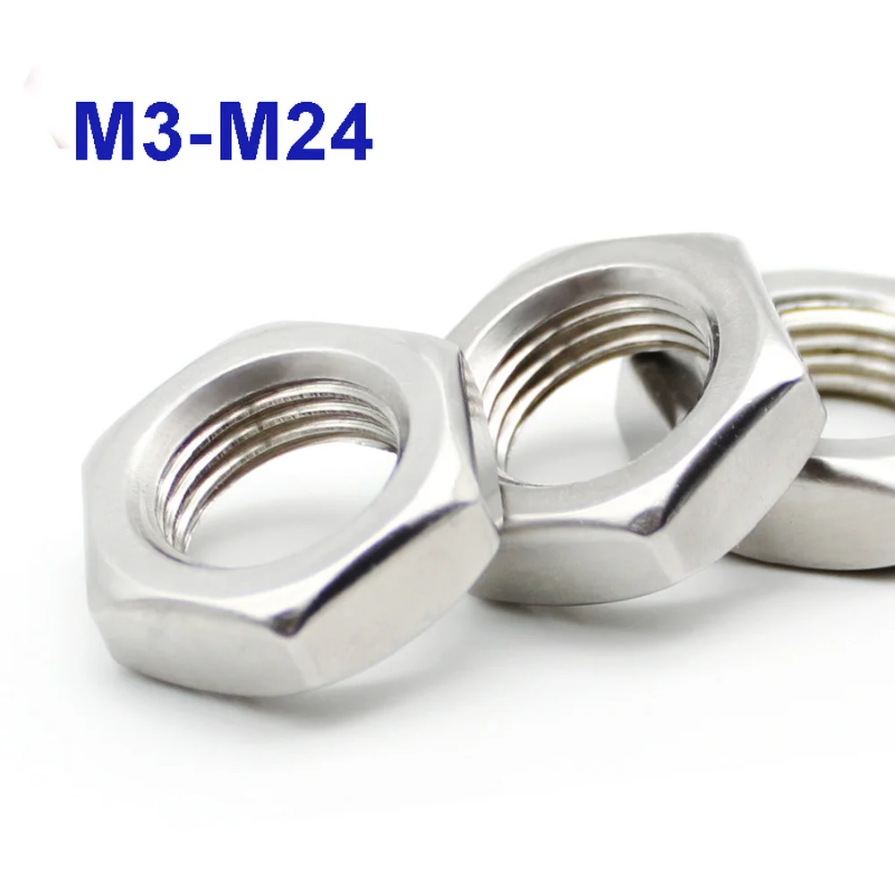 A2 304 Stainless Steel M3 M4 M5 M6 M8 M10 M12 M14 M16 M18 M20 Thin Hex Nuts