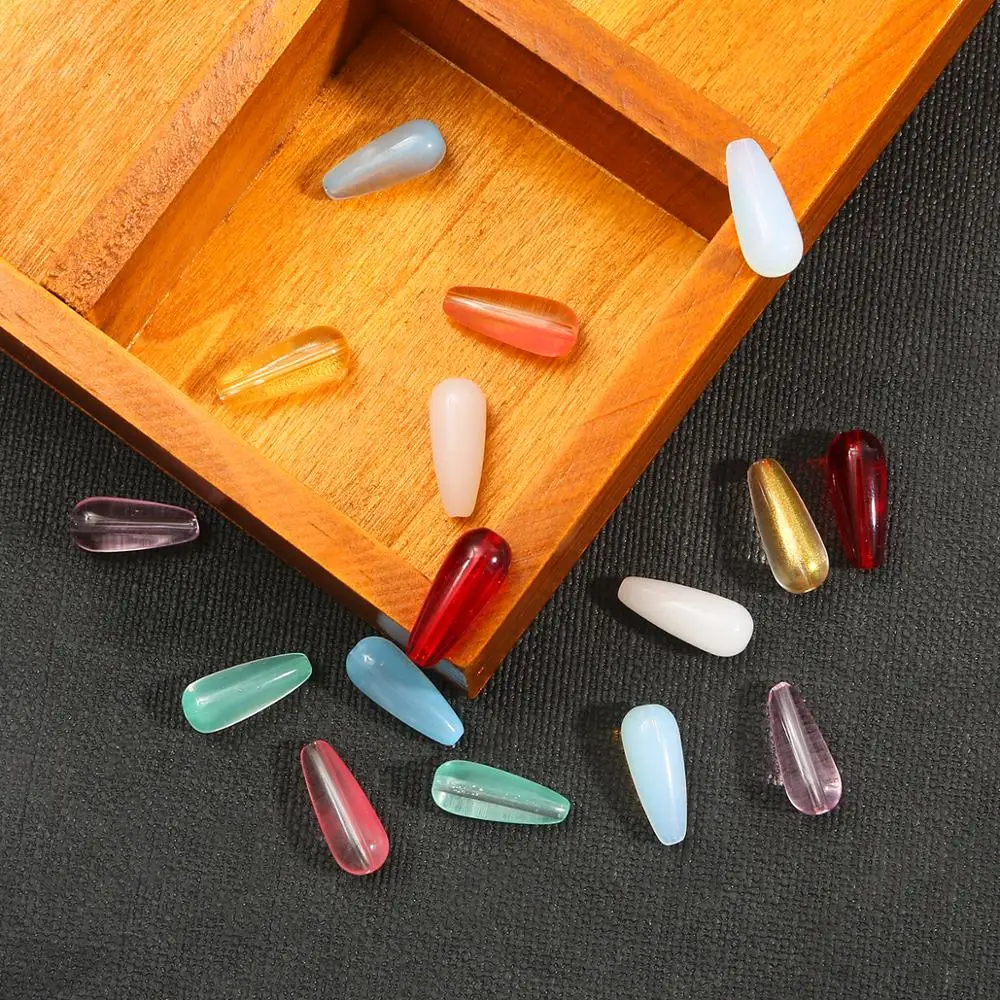 Лидер продаж 8 цветов стеклянные бусины в форме капли воды х19 мм Свободные