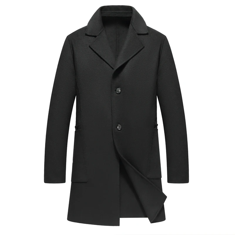 

2019 Autumn Winter Fashion Coats Men Solid Business Casual Woolen Trench Slim Fit Jackets Male Tops Streetwear