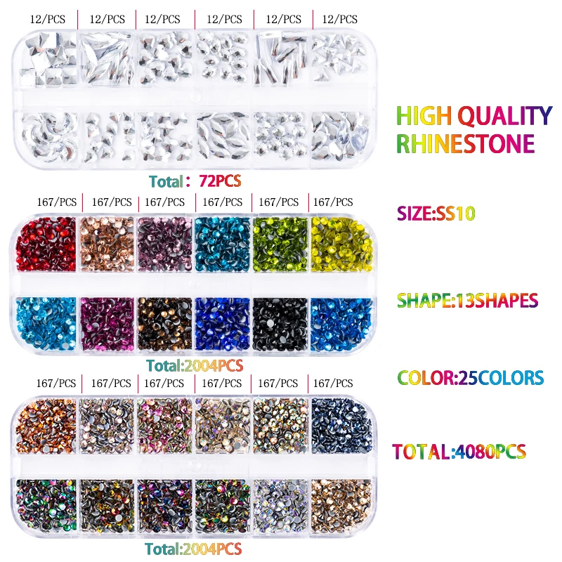 Sequins AAAA 4008-6016Pcs Hot Fix Rhinestones Set Crystal Glass Hotfix Rhinestone Applicator Iron-on Strass Rhinestone Heat-fix Tool Gun Sewing Needles