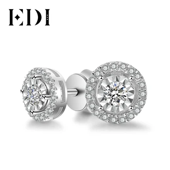 

EDI Classic 0.28ttw Round Cut Natural Diamond Soild 14k White Gold Wedding Earrings For Women Fine Jewelry
